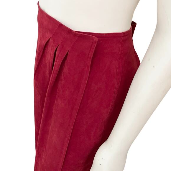 VTG 90s KAREN SCOTT Stretchy Lined Maxi Wrap Skirt in Red SZ L - Picture 4 of 10